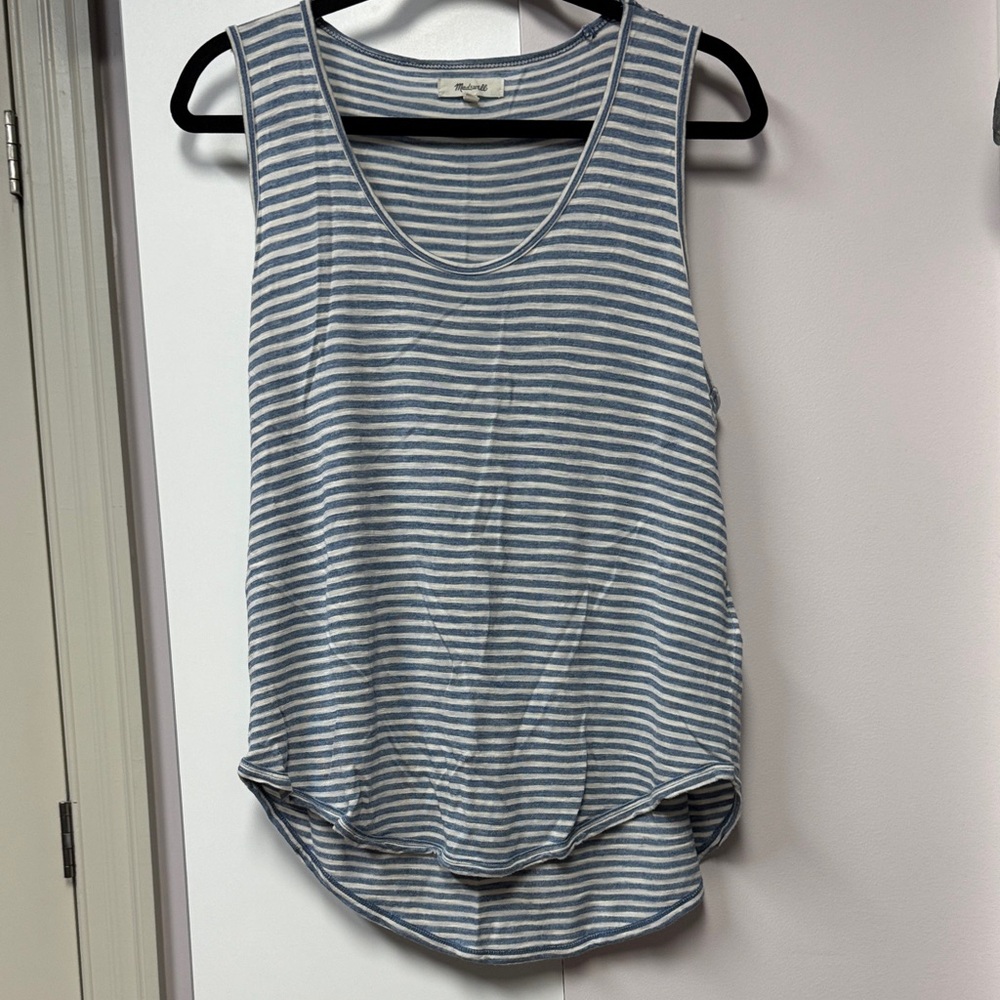 Madewell Blue and White Striped Tank Top, Sz L